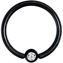 Load image into Gallery viewer, 16G 3/8 Clear Crystal Black Titanium BCR Captive Ring
