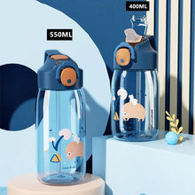 Load image into Gallery viewer, 400ml/550ml High Quality  Material Kids Water Bottle With Straw Leak-Proof BPA Free Durable Plastic Drinking Bottle Cute Water Bottle with Sipper, Water Bottle for Kids Sipper Bottle for Kids - Anti-Leak Cartoon Kids Water Bottle for Kids
