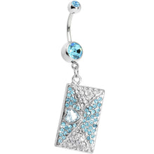 将图片加载到图库查看器，Aqua Gem Love Letter Dangle Belly Ring
