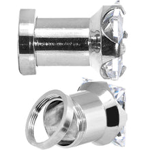Load image into Gallery viewer, 4G Stainless Steel Clear Square CZ Screw Fit Tunnel
