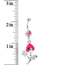 将图片加载到图库查看器，Pink Gem Tulip Flower Belly Ring
