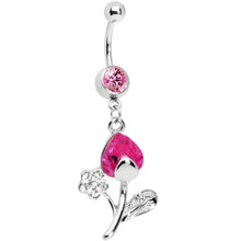 将图片加载到图库查看器，Pink Gem Tulip Flower Belly Ring
