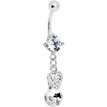 将图片加载到图库查看器，Crystalline Gem Sparkle Heart Solitaire Belly Ring

