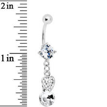 将图片加载到图库查看器，Crystalline Gem Sparkle Heart Solitaire Belly Ring
