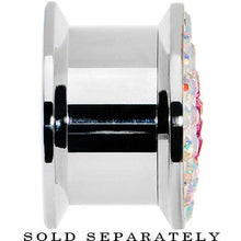 Load image into Gallery viewer, 9/16 Stainless Steel Aurora Gem Pink Heart Screw Fit Plug
