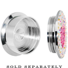 Load image into Gallery viewer, 18mm Stainless Steel Aurora Gem Pink Heart Screw Fit Plug
