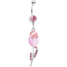 Load image into Gallery viewer, Pink Gem Tulip Globe Flower Belly Ring
