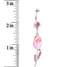 Load image into Gallery viewer, Pink Gem Tulip Globe Flower Belly Ring
