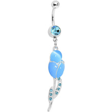 Load image into Gallery viewer, Aqua Gem Tulip Globe Flower Belly Ring
