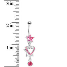 Load image into Gallery viewer, Pink Gem Heart of a Star Drop Belly Ring

