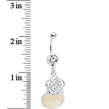 Load image into Gallery viewer, Crystalline Gem Oval Shimmer Flower Belly Ring

