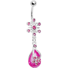将图片加载到图库查看器，Pink Gem Explosion Teardrop Flower Belly Ring

