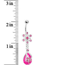 将图片加载到图库查看器，Pink Gem Explosion Teardrop Flower Belly Ring
