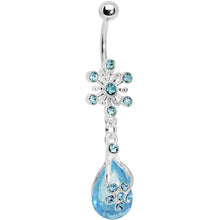 将图片加载到图库查看器，Aqua Gem Explosion Teardrop Flower Belly Ring
