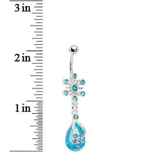 将图片加载到图库查看器，Aqua Gem Explosion Teardrop Flower Belly Ring
