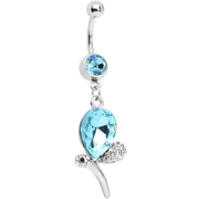 Load image into Gallery viewer, Aqua Gem Teardrop Dragonfly Belly Ring
