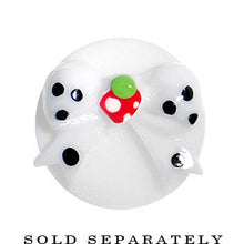 将图片加载到图库查看器，0G White Acrylic Berry Polka Dot Bow Saddle Plug
