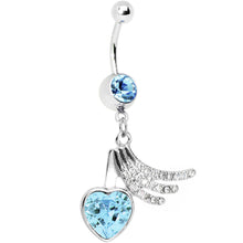 将图片加载到图库查看器，Aqua Gem Heart Trails Belly Ring
