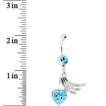 将图片加载到图库查看器，Aqua Gem Heart Trails Belly Ring

