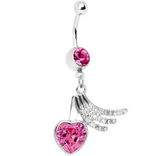 将图片加载到图库查看器，Pink Gem Heart Trails Belly Ring
