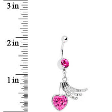 将图片加载到图库查看器，Pink Gem Heart Trails Belly Ring
