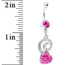 将图片加载到图库查看器，Pink Gem Cosmic Swirl Heart Belly Ring
