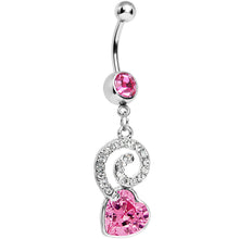 将图片加载到图库查看器，Pink Gem Cosmic Swirl Heart Belly Ring
