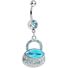 Load image into Gallery viewer, Aqua Gem Pretty Purse Dangle Belly Ring
