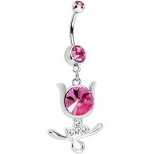 将图片加载到图库查看器，Pink Gem Floral Wisp Tulip Leaf Flower Belly Ring
