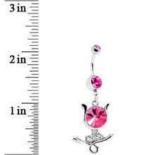 将图片加载到图库查看器，Pink Gem Floral Wisp Tulip Leaf Flower Belly Ring
