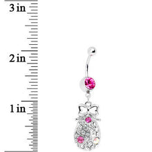 将图片加载到图库查看器，Pink Gem Bow and Paved Teardrop Belly Ring
