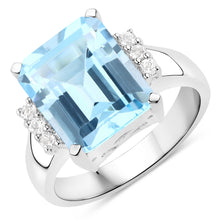 Load image into Gallery viewer, 4.89 Carat Genuine Blue Topaz and White Topaz .925 Sterling Silver Ring
