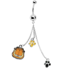 Load image into Gallery viewer, Paw Print Chain Dangle Garfield Belly Ring
