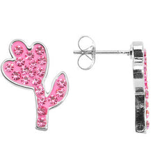 将图片加载到图库查看器，Pink Ferido Crystal Flower Stud Earrings
