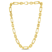 将图片加载到图库查看器，14k Yellow Gold Italian Alternating Paperclip Oval Links Chain Necklace
