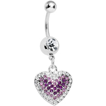 将图片加载到图库查看器，Crystalline Gem Violet Paved Heart Belly Ring
