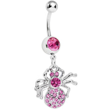 Load image into Gallery viewer, Pink Gem Circle Center Spider Belly Ring
