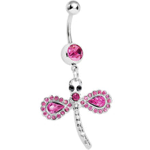 将图片加载到图库查看器，Pink Gem Fancy Wing Dragonfly Belly Ring
