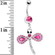 将图片加载到图库查看器，Pink Gem Fancy Wing Dragonfly Belly Ring
