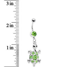 Load image into Gallery viewer, Green Gem Turtle Belly Ring

