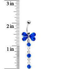 Load image into Gallery viewer, Sapphire Blue Gem Tri Drop Butterfly Belly Ring
