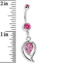 Load image into Gallery viewer, Pink Gem Stylish Paved Leaf Belly Ring
