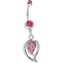 Load image into Gallery viewer, Pink Gem Stylish Paved Leaf Belly Ring
