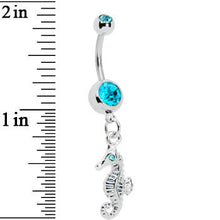 将图片加载到图库查看器，Aqua Gem Seahorse Dangle Belly Ring
