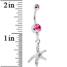 将图片加载到图库查看器，Pink Gem Starfish Belly Ring
