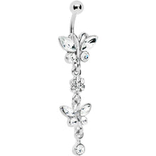 Load image into Gallery viewer, Crystalline Double Butterfly Flower Belly Ring
