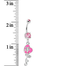 将图片加载到图库查看器，Pink Gem Flower Vine Heart Belly Ring
