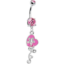 将图片加载到图库查看器，Pink Gem Flower Vine Heart Belly Ring
