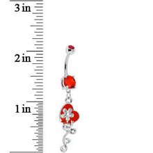 Load image into Gallery viewer, Red Gem Flower Vine Heart Belly Ring
