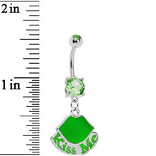 Load image into Gallery viewer, Green Gem Kiss Me Lips Belly Ring
